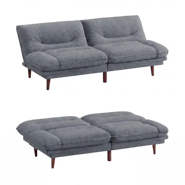 Main image of Futon Sofa Bed,69 Inch Futon Couch Convertible with Adjustable Backrest and Armrests, Recliner Sleeper Sofa for Small Spaces, Living Room, Office, Guest Room (Dark Grey-LinenLike)