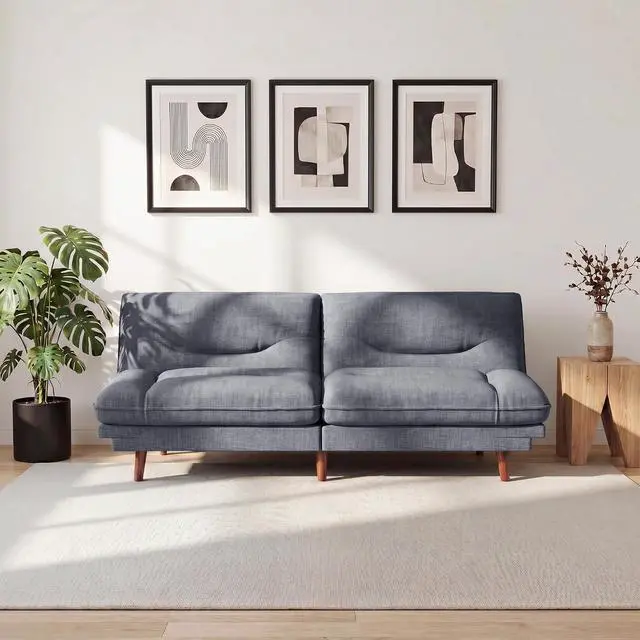 Alt view image 7 of 7 - Futon Sofa Bed,69 Inch Futon Couch Convertible with Adjustable Backrest and Armrests, Recliner Sleeper Sofa for Small Spaces, Living Room, Office, Guest Room (Dark Grey-LinenLike)