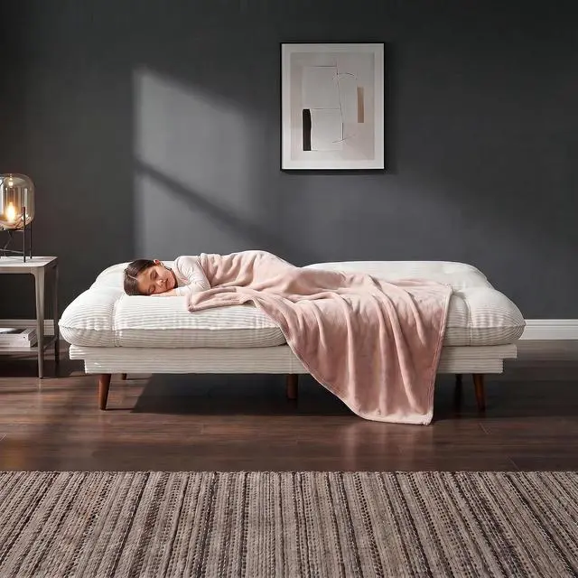 Alt view image 4 of 7 - Futon Sofa Bed,69 Inch Futon Couch Convertible with Adjustable Backrest and Armrests, Recliner Sleeper Sofa for Small Spaces, Living Room, Office, Guest Room (Beige-Corduroy)