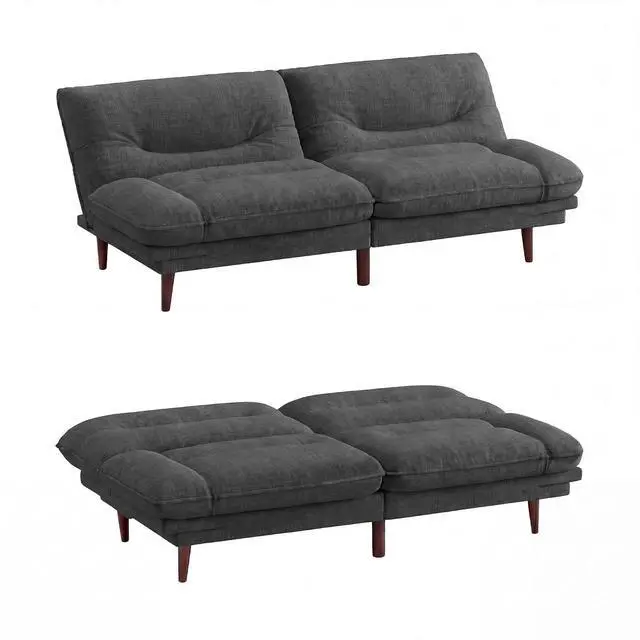 Main image of Futon Sofa Bed,69 Inch Futon Couch Convertible with Adjustable Backrest and Armrests, Recliner Sleeper Sofa for Small Spaces, Living Room, Office, Guest Room (Light Grey-LinenLike)