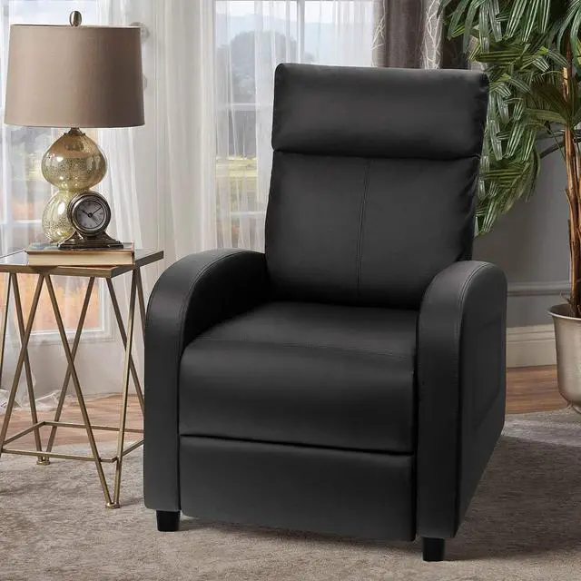 Alt view image 2 of 7 - Modern PU Leather Recliners Chair Adjustable Home Theater Seating with Sofa Padded Cushion (Black), 72P0BK