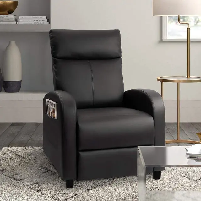 Alt view image 4 of 7 - Modern PU Leather Recliners Chair Adjustable Home Theater Seating with Sofa Padded Cushion (Black), 72P0BK