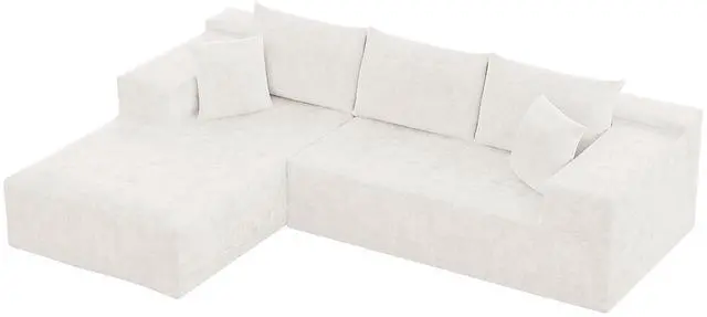 Main image of 108 Cloud Sectional Couches, Boneless Couch Modular L-Shaped Sofa with Deep Seat, Modern Comfort Upholstered Sofas for Living Room, No Assembly Required (Chenille, Beige)