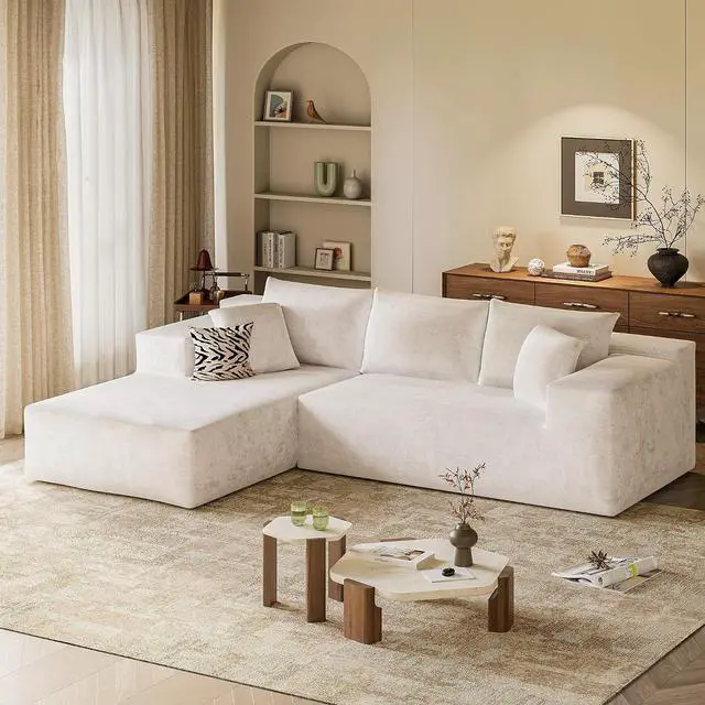 Alt view image 2 of 7 - 108 Cloud Sectional Couches, Boneless Couch Modular L-Shaped Sofa with Deep Seat, Modern Comfort Upholstered Sofas for Living Room, No Assembly Required (Chenille, Beige)