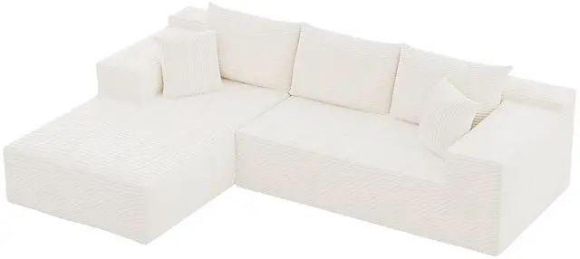 Main image of 108 Cloud Sectional Couches, Boneless Couch Modular L-Shaped Sofa with Deep Seat, Modern Comfort Upholstered Sofas for Living Room, No Assembly Required (Corduroy, Beige)