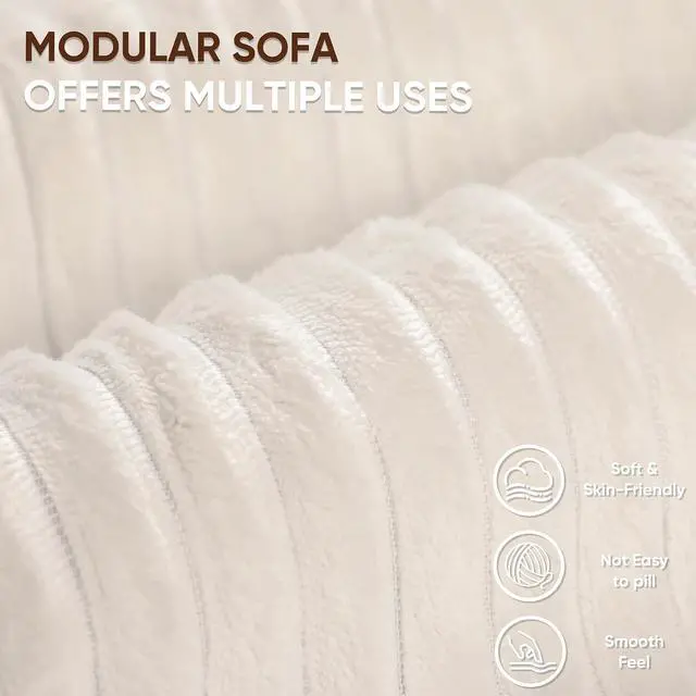 Alt view image 7 of 7 - 108 Cloud Sectional Couches, Boneless Couch Modular L-Shaped Sofa with Deep Seat, Modern Comfort Upholstered Sofas for Living Room, No Assembly Required (Corduroy, Beige)