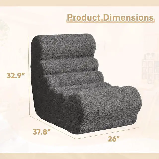 Alt view image 2 of 7 - Bean Bag Chair for Adults Memory Foam Bean Bag Chairs, Fireside Chair Comfy Lazy Floor Sofa, Recliner Sofa for Living Rooms and Bedrooms (Grey)