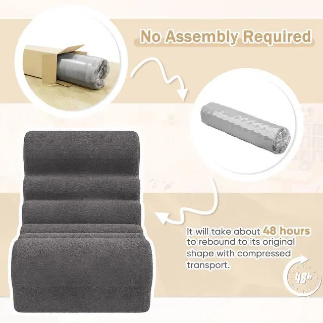 Alt view image 6 of 7 - Bean Bag Chair for Adults Memory Foam Bean Bag Chairs, Fireside Chair Comfy Lazy Floor Sofa, Recliner Sofa for Living Rooms and Bedrooms (Grey)