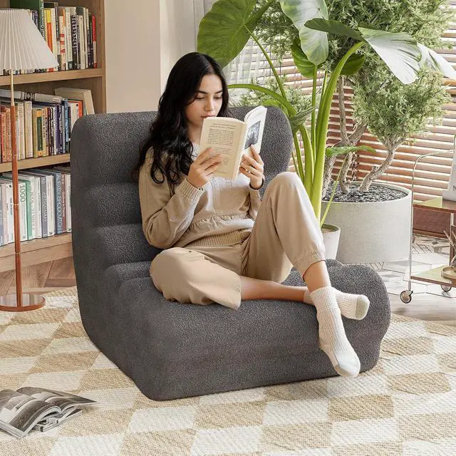 Alt view image 3 of 7 - Bean Bag Chair for Adults Memory Foam Bean Bag Chairs, Fireside Chair Comfy Lazy Floor Sofa, Recliner Sofa for Living Rooms and Bedrooms (Grey)