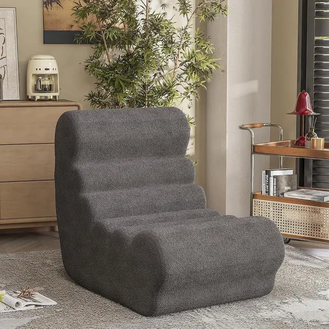 Alt view image 5 of 7 - Bean Bag Chair for Adults Memory Foam Bean Bag Chairs, Fireside Chair Comfy Lazy Floor Sofa, Recliner Sofa for Living Rooms and Bedrooms (Grey)