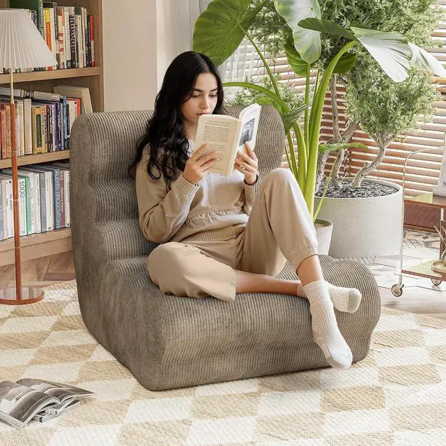Alt view image 3 of 7 - Bean Bag Chair for Adults Memory Foam Bean Bag Chairs, Fireside Chair Comfy Lazy Floor Sofa, Recliner Sofa for Living Rooms and Bedrooms (Brown)