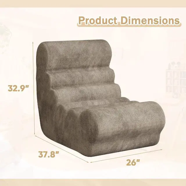 Alt view image 2 of 7 - Bean Bag Chair for Adults Memory Foam Bean Bag Chairs, Fireside Chair Comfy Lazy Floor Sofa, Recliner Sofa for Living Rooms and Bedrooms (Brown)