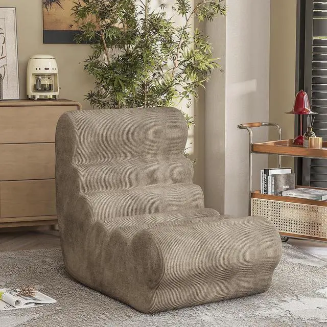 Alt view image 5 of 7 - Bean Bag Chair for Adults Memory Foam Bean Bag Chairs, Fireside Chair Comfy Lazy Floor Sofa, Recliner Sofa for Living Rooms and Bedrooms (Brown)