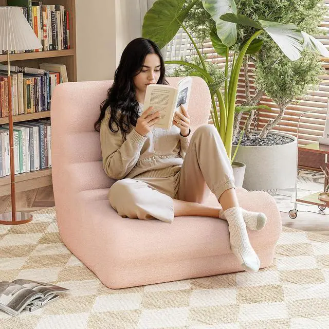 Alt view image 3 of 7 - Bean Bag Chair for Adults Memory Foam Bean Bag Chairs, Fireside Chair Comfy Lazy Floor Sofa, Recliner Sofa for Living Rooms and Bedrooms (Pink)