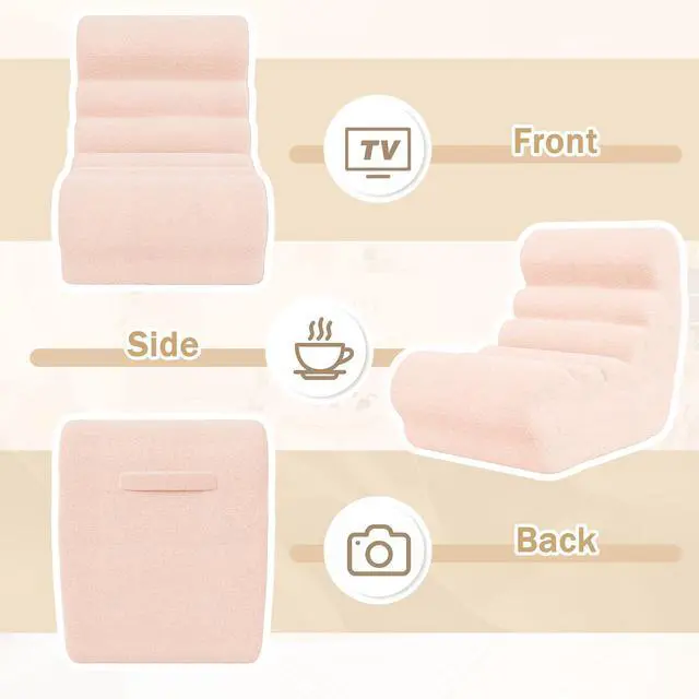 Alt view image 7 of 7 - Bean Bag Chair for Adults Memory Foam Bean Bag Chairs, Fireside Chair Comfy Lazy Floor Sofa, Recliner Sofa for Living Rooms and Bedrooms (Pink)