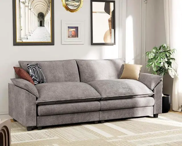 Main image of 80" Loveseat Sofa,Deep Seat Love Seat,Comfy Chenille Couch Sleeper with Metal Frame,2-Seater Couches with Throw Pillows for Living Room and Bedroom (Gray, Loveseat)