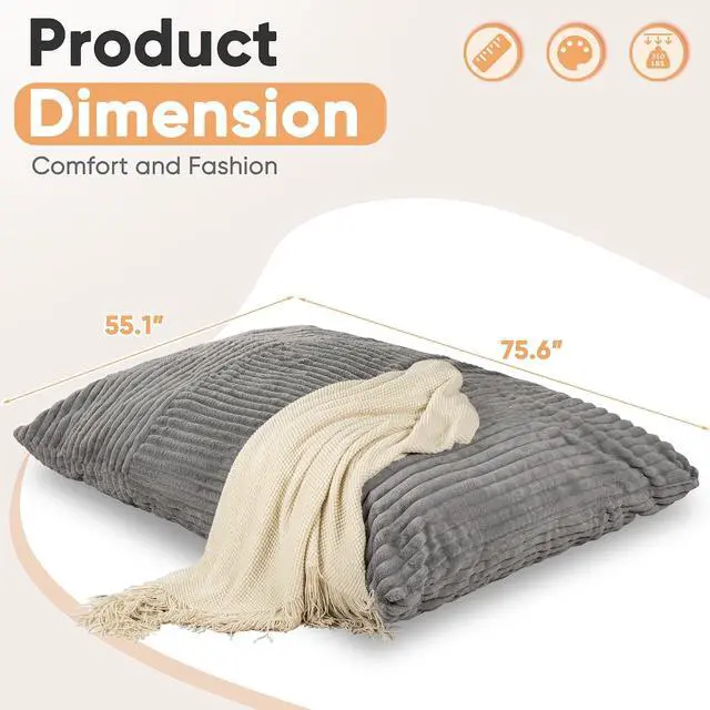 Alt view image 3 of 7 - Convertible Bean Bag Chair, Giant Bean Bag Chairs for Adults with Removable Washable Cover, Lazy Sofa for Living Room, Dorm, Apartment (Grey)