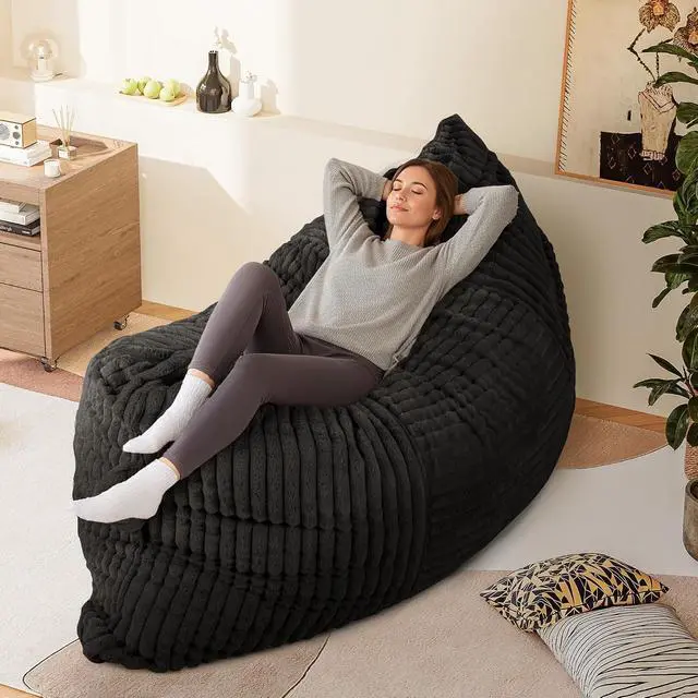 Alt view image 7 of 7 - Convertible Bean Bag Chair, Giant Bean Bag Chairs for Adults with Removable Washable Cover, Lazy Sofa for Living Room, Dorm, Apartment (Black)