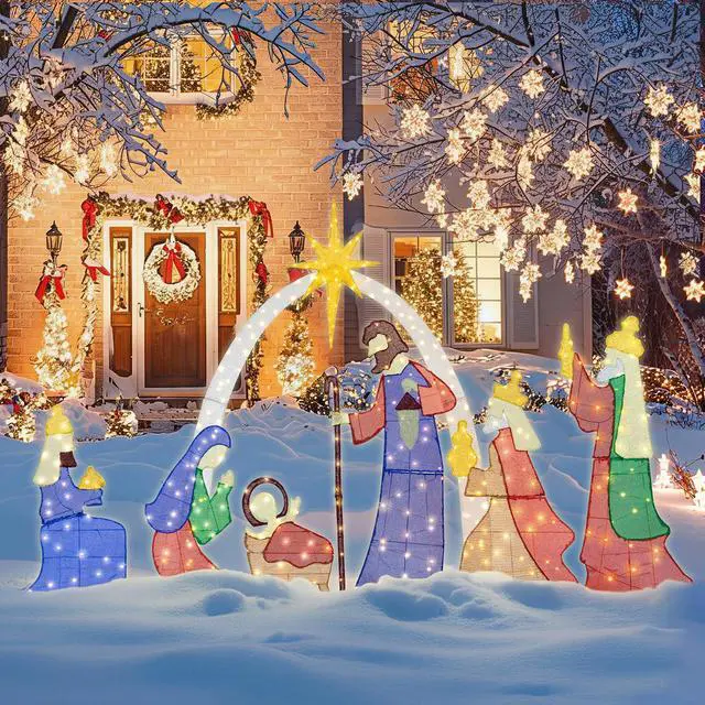 Main image of 6 FT Christmas Outdoor Nativity Scene Set, 7pcs Weatherproof Holy Family Outdoor Decorations Nativity Set for Christmas Holiday Yard Home Decorations