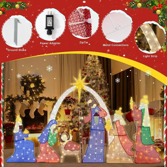Alt view image 3 of 6 - 6 FT Christmas Outdoor Nativity Scene Set, 7pcs Weatherproof Holy Family Outdoor Decorations Nativity Set for Christmas Holiday Yard Home Decorations