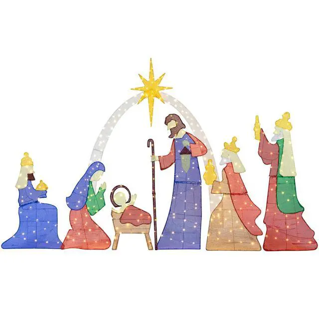 Alt view image 6 of 6 - 6 FT Christmas Outdoor Nativity Scene Set, 7pcs Weatherproof Holy Family Outdoor Decorations Nativity Set for Christmas Holiday Yard Home Decorations