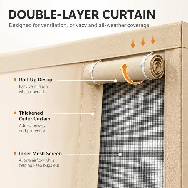 Alt view image 4 of 7 - 12x20 FT Heavy Duty Carport Canopy, All-Weather Vehicle Shelter & Portable Garage Tent for SUV, Truck, Boat - Waterproof Car Canopy with Roll-Up Ventilation Windows & Removable Sidewalls, Khaki