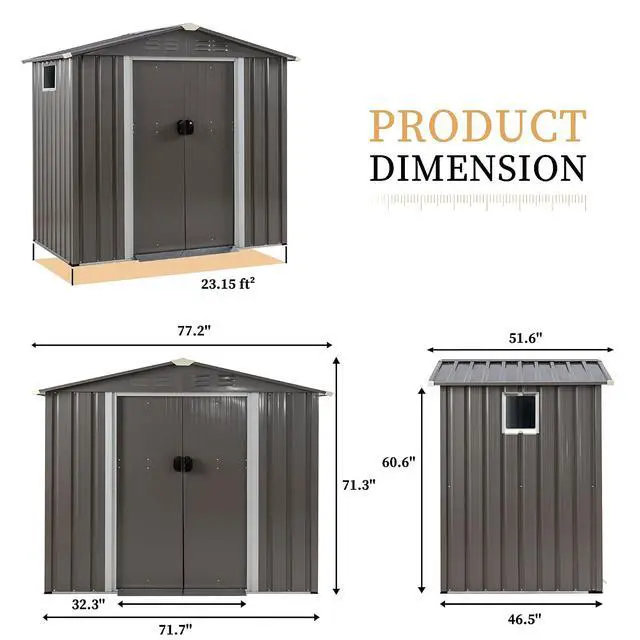 Alt view image 3 of 7 - 6x4 FT Outdoor Storage Shed, Metal Graden Shed with Window and Lockable Door, All-Weather Tool Shed for Backyard Garden Patio Lawn, Grey