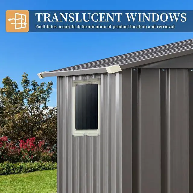 Alt view image 4 of 7 - 5 x 3 x 6 FT Outdoor Storage Shed, Metal Tool Shed Clearance Garden Steel Shed with Side Window and Lockable Door Waterproof Tool Shed for Backyard Patio, Lawn (Gray)