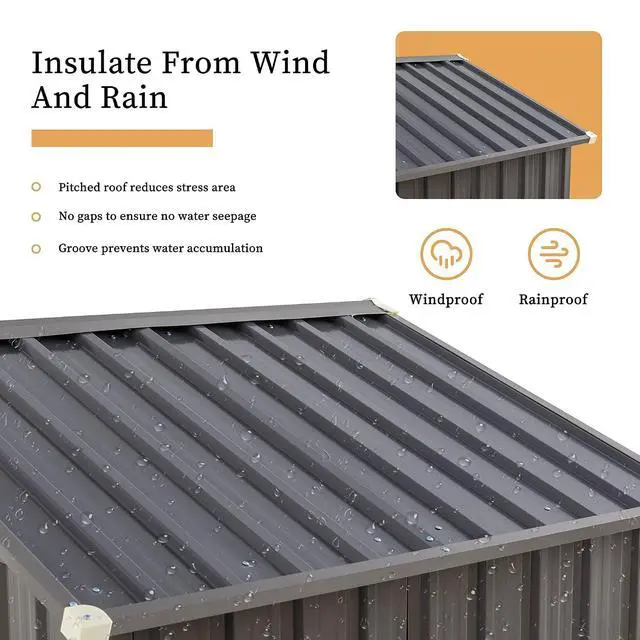 Alt view image 5 of 7 - 5 x 3 x 6 FT Outdoor Storage Shed, Metal Tool Shed Clearance Garden Steel Shed with Side Window and Lockable Door Waterproof Tool Shed for Backyard Patio, Lawn (Gray)