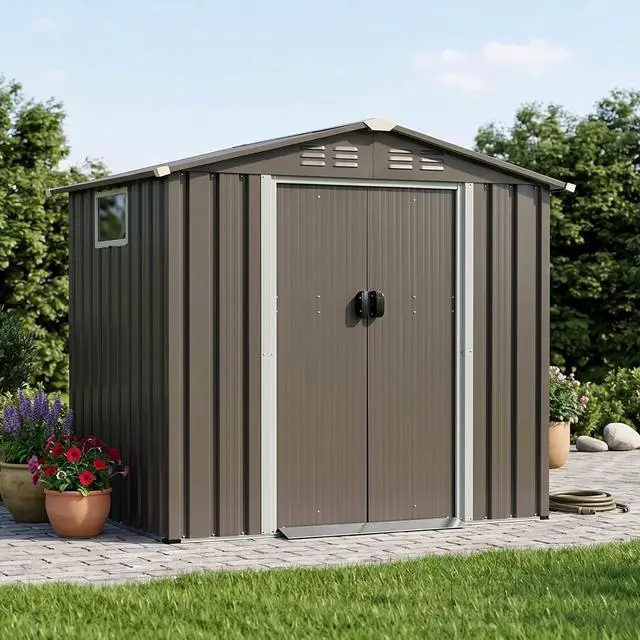 Main image of 6x4 FT Outdoor Storage Shed, Metal Graden Shed with Window and Lockable Door, All-Weather Tool Shed for Backyard Garden Patio Lawn, Grey