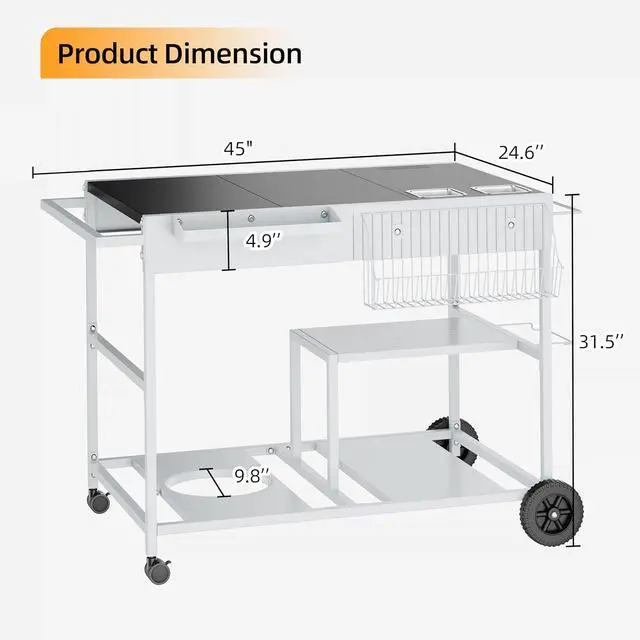 Alt view image 3 of 6 - Mobile Kitchen Island with Storage, Rolling Metal Kitchen Cart on Wheels with 3 Shelves, Island Table Microwave Stand Coffee Bar for Kitchen, Dining