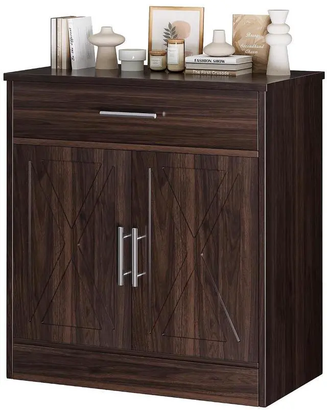 Main image of Sideboard Buffet Cabinet with Storage, Modern Kitchen Storage Cabinet with 1 Drawer and 2 Doors, Wood Coffee Bar Buffet Table for Kitchen, Dining Room, Rustic Brown