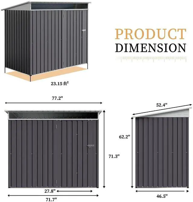 Alt view image 3 of 7 - Outdoor Storage Shed, 6 x 4 FT Outside Metal Garden Shed with Window and Lockable Door, Waterproof Tool Shed for Backyard Patio, Lawn and Garden (Dark Gray)