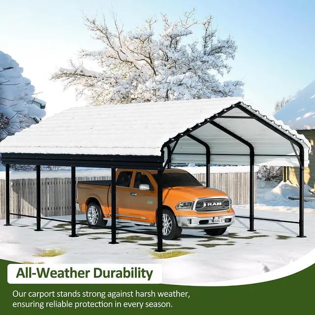 Alt view image 7 of 7 - 12x20FT Heavy Duty Metal Carport, Galvanized Steel Car Tent Shelter with Anti-Rust Coating, Outdoor Storage Shed Vehicle Canopy for Cars/Trucks/RVs, Easy Assembly Weatherproof Garage