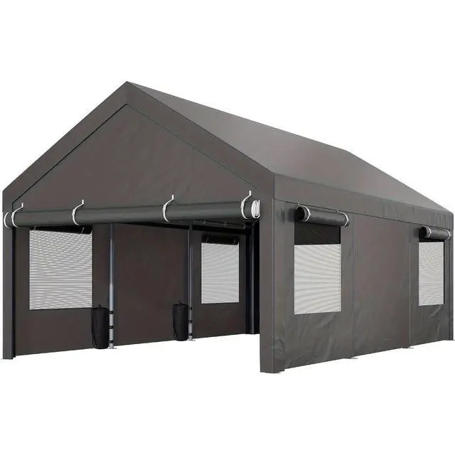 Main image of 12x18.5ft Heavy Duty Carport with Sandbag, Portable Garage with Removable Sidewalls, Doors and Ventilated Windows, UV Resistant Waterproof Carport Canopy for Outdoor