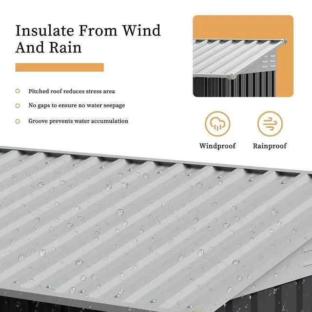 Alt view image 5 of 7 - 6x4 FT Outdoor Storage Shed, Metal Lean to Shed with Window and Lockable Door, All-Weather Graden Tool Shed for Backyard Garden Patio Lawn, Dark Grey
