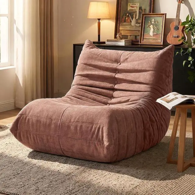 Main image of Bean Bag Chair for Adults, Line Fabric Lazy Sofa Couch, Memory Foam Filled Bean Bag Lounge Chair Perfect for Living Room, Bedroom and Office, Pink
