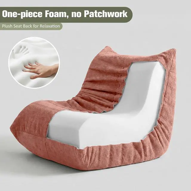 Alt view image 4 of 7 - Bean Bag Chair for Adults, Line Fabric Lazy Sofa Couch, Memory Foam Filled Bean Bag Lounge Chair Perfect for Living Room, Bedroom and Office, Pink