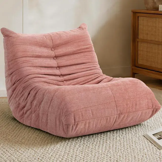 Alt view image 3 of 7 - Bean Bag Chair for Adults, Line Fabric Lazy Sofa Couch, Memory Foam Filled Bean Bag Lounge Chair Perfect for Living Room, Bedroom and Office, Pink