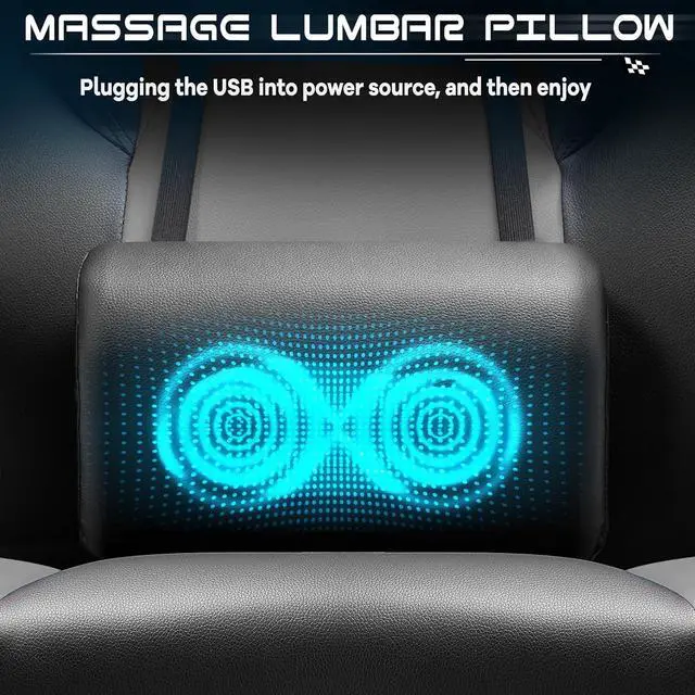 Alt view image 7 of 7 - Gaming Chair for Adults, Grey Video Game Chair with Footrest, Big and Tall Gaming Chair Heavy Duty Computer Chair with Massage Lumbar, Ergonomic Adjustable Height and 360° Swivel, PU Leather, Grey