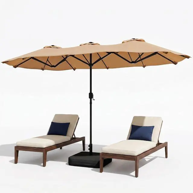 Main image of 15FT Large Patio Umbrella with Base Included, Outdoor Double sided Umbrellas with Crank Handle, Rectangle Table Umbrella for Pool Lawn Garden Market