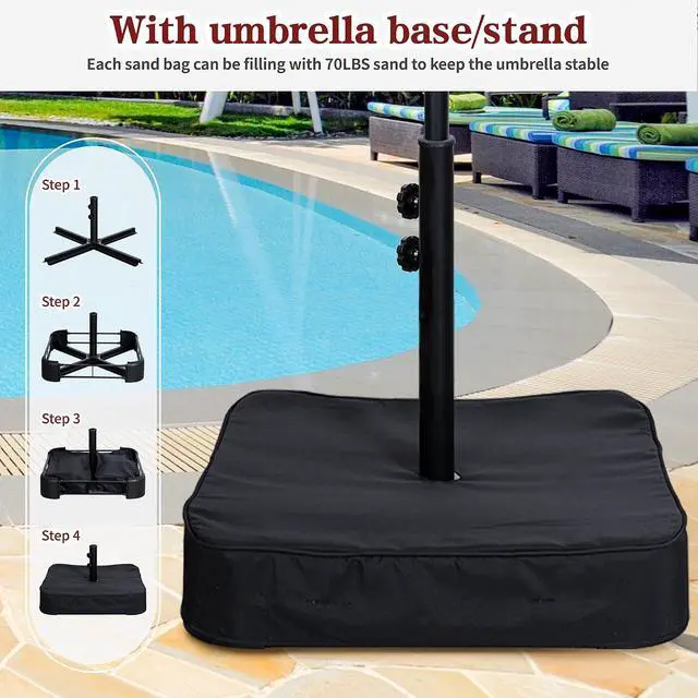 Alt view image 7 of 7 - 15FT Large Patio Umbrella with Base Included, Outdoor Double sided Umbrellas with Crank Handle, Rectangle Table Umbrella for Pool Lawn Garden Market