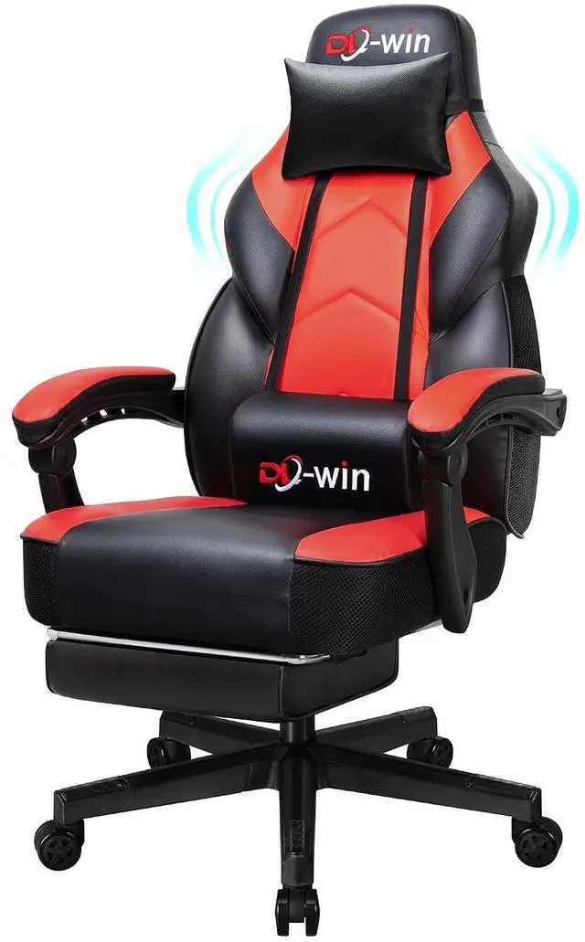 Main image of Ergonomic Gaming Chair for Adults, PU Leather Office Seat with Head & Foot Rests (Red)