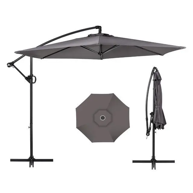 Alt view image 3 of 7 - 9FT Outdoor Patio Umbrella, Hanging Outdoor Umbrella Cantilever Offset Market Umbrella w/Easy Tilt Adjustment, Waterproof for Backyard, Poolside, Lawn and Garden