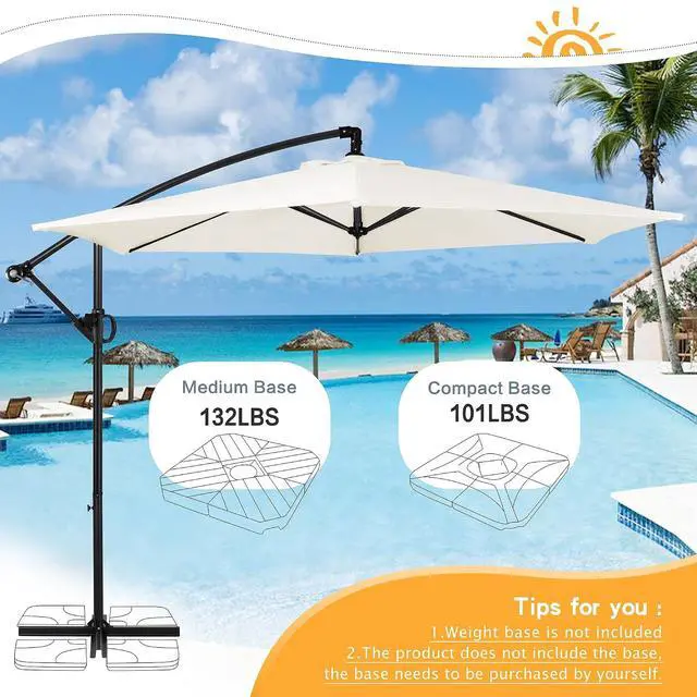 Alt view image 6 of 7 - 9FT Outdoor Patio Umbrella, Hanging Outdoor Umbrella Cantilever Offset Market Umbrella w/Easy Tilt Adjustment, Waterproof for Backyard, Poolside, Lawn and Garden