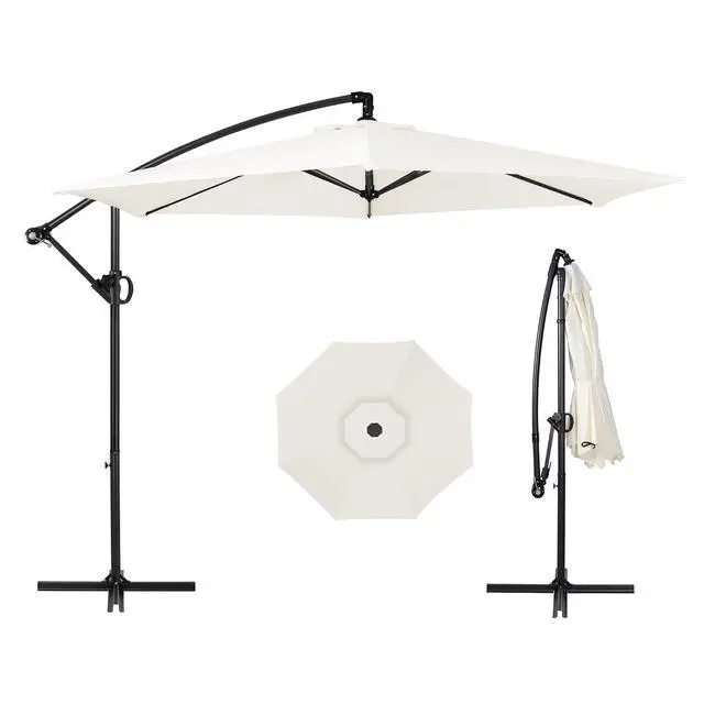 Alt view image 7 of 7 - 9FT Outdoor Patio Umbrella, Hanging Outdoor Umbrella Cantilever Offset Market Umbrella w/Easy Tilt Adjustment, Waterproof for Backyard, Poolside, Lawn and Garden