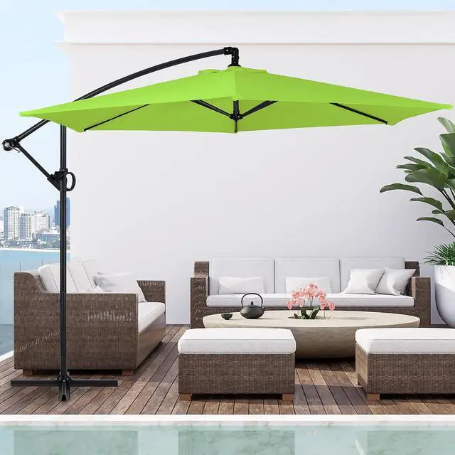 Alt view image 2 of 7 - 9FT Outdoor Patio Umbrella, Hanging Outdoor Umbrella Cantilever Offset Market Umbrella w/Easy Tilt Adjustment, Waterproof for Backyard, Poolside, Lawn and Garden