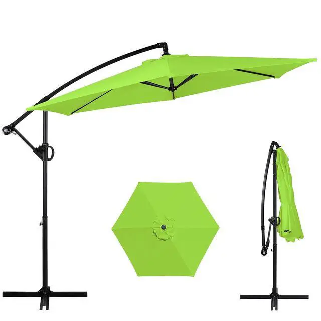 Alt view image 7 of 7 - 9FT Outdoor Patio Umbrella, Hanging Outdoor Umbrella Cantilever Offset Market Umbrella w/Easy Tilt Adjustment, Waterproof for Backyard, Poolside, Lawn and Garden