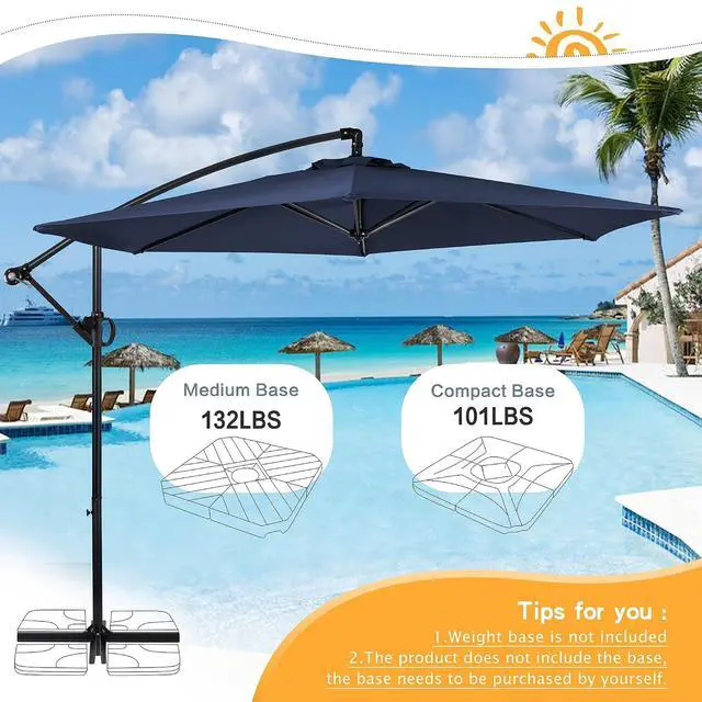 Alt view image 5 of 7 - 9FT Outdoor Patio Umbrella, Hanging Outdoor Umbrella Cantilever Offset Market Umbrella w/Easy Tilt Adjustment, Waterproof for Backyard, Poolside, Lawn and Garden