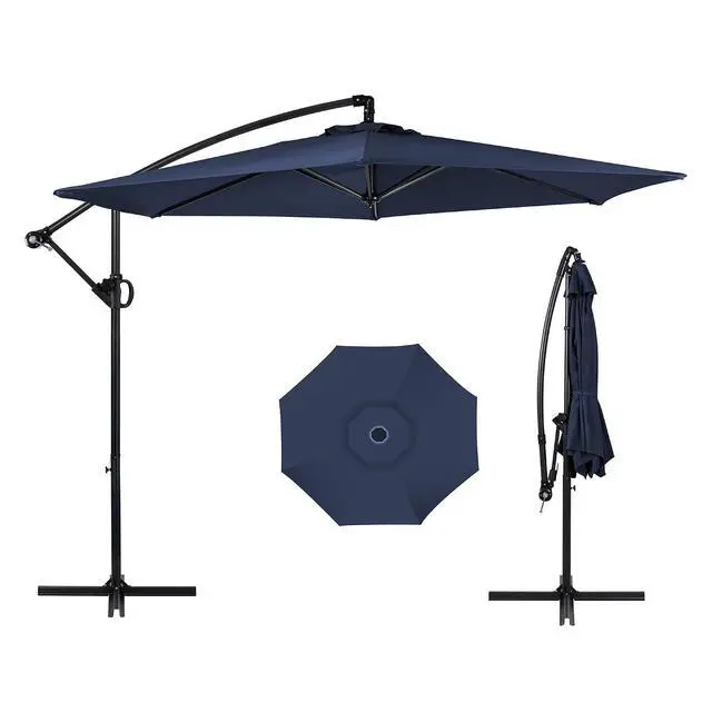 Alt view image 7 of 7 - 9FT Outdoor Patio Umbrella, Hanging Outdoor Umbrella Cantilever Offset Market Umbrella w/Easy Tilt Adjustment, Waterproof for Backyard, Poolside, Lawn and Garden